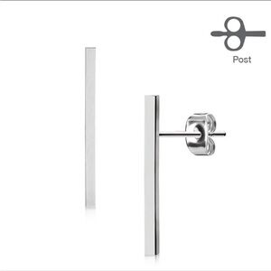 Pair of Plain Long Bar 316L Surgical Steel Post Earring Studs NEW